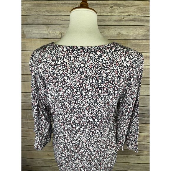 Rachel Roy Small Floral Blouse V Neck Ruffled Slv - Picture 6 of 10